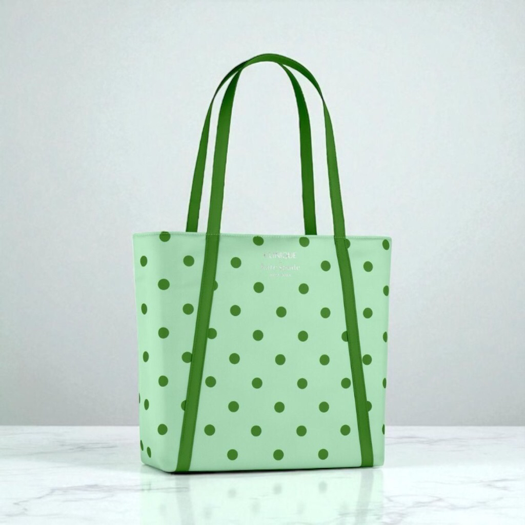 Clinique X Kate Spade Tote Bag Green Polkadot Original Gift Kosmetik