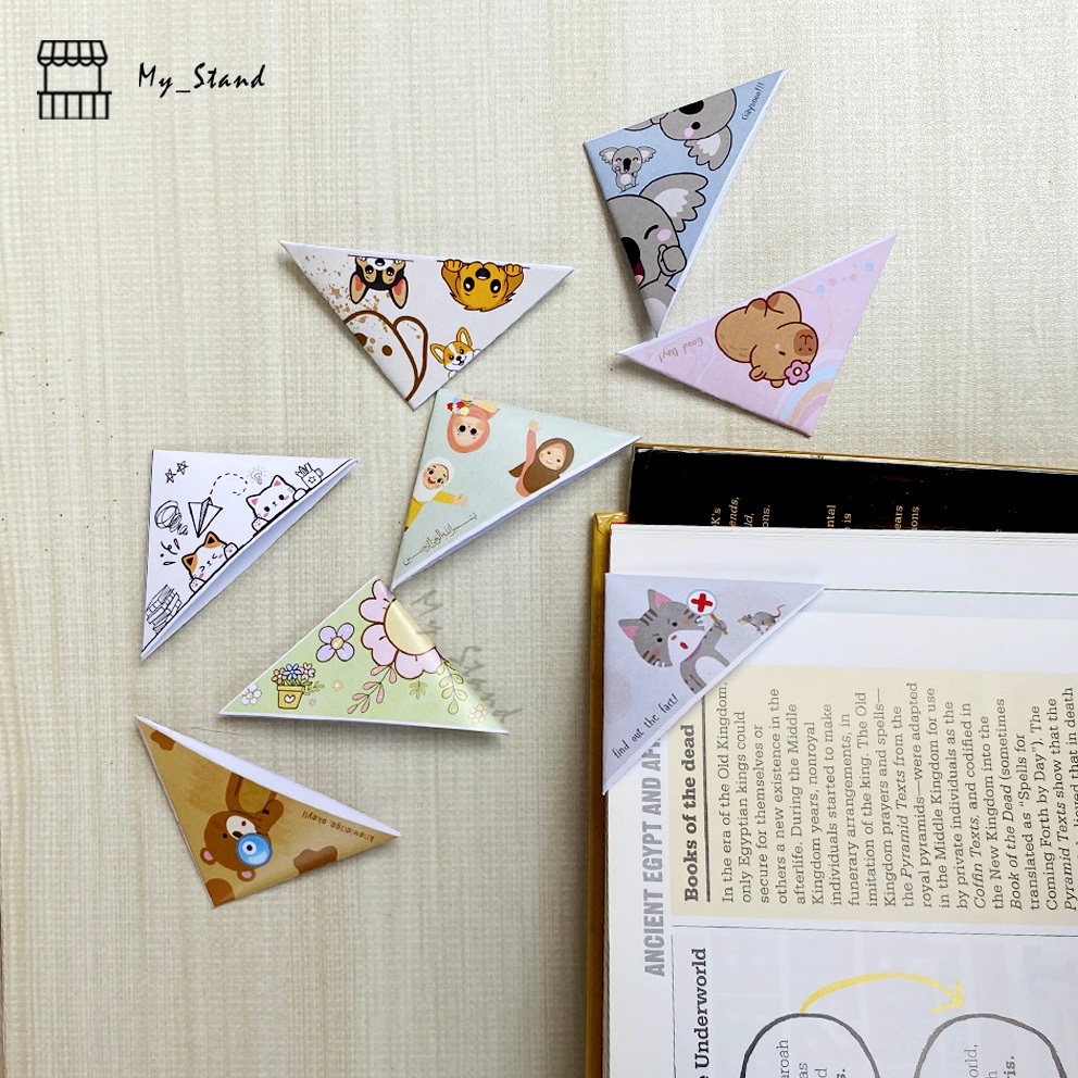 

Pembatas buku bacaan model sudut penanda buku, kliping motif lucu motivasional capybara, bear, cat