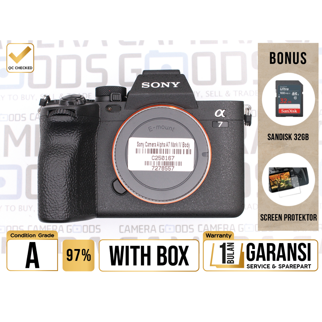 Kamera Sony A7 Mark IV Mirrorless Full Frame Body Only Second Bekas Grade A / Alpha A7IV - C250167
