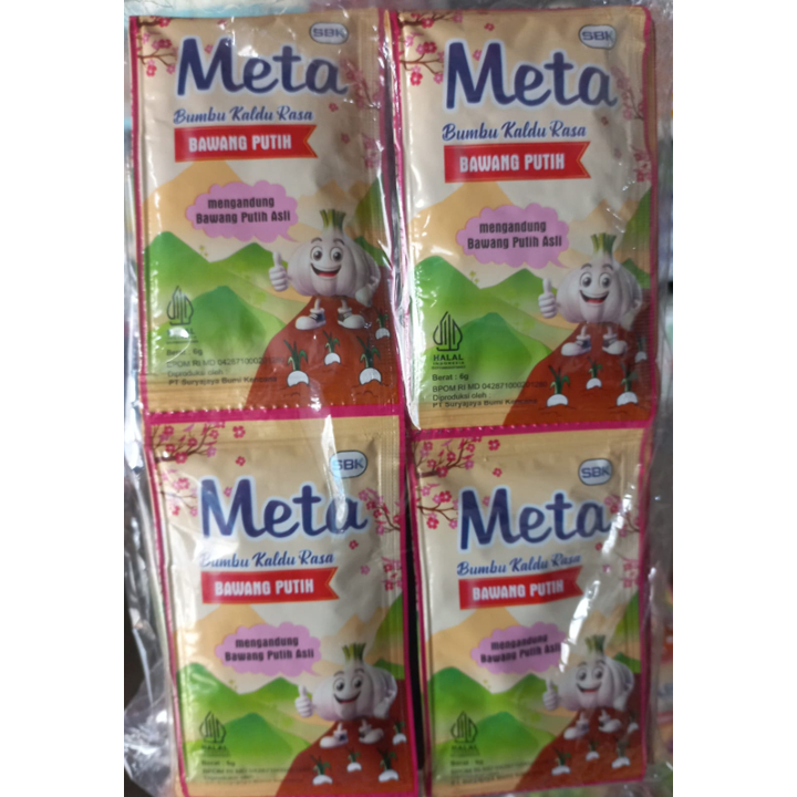 

Meta Bumbu Kaldu Bawang Putih 6g 1 Renceng Isi 12 Sachet