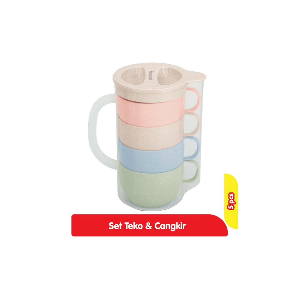 Freemir Set Cangkir 5 Pcs Set Teko Cangkir Gelas