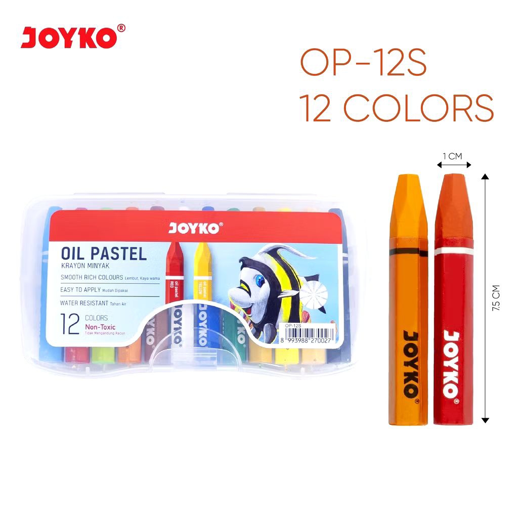 

Joyko OP-12S | Crayon 12 Warna | Krayon Minyak | Oil Pastel 12 Color