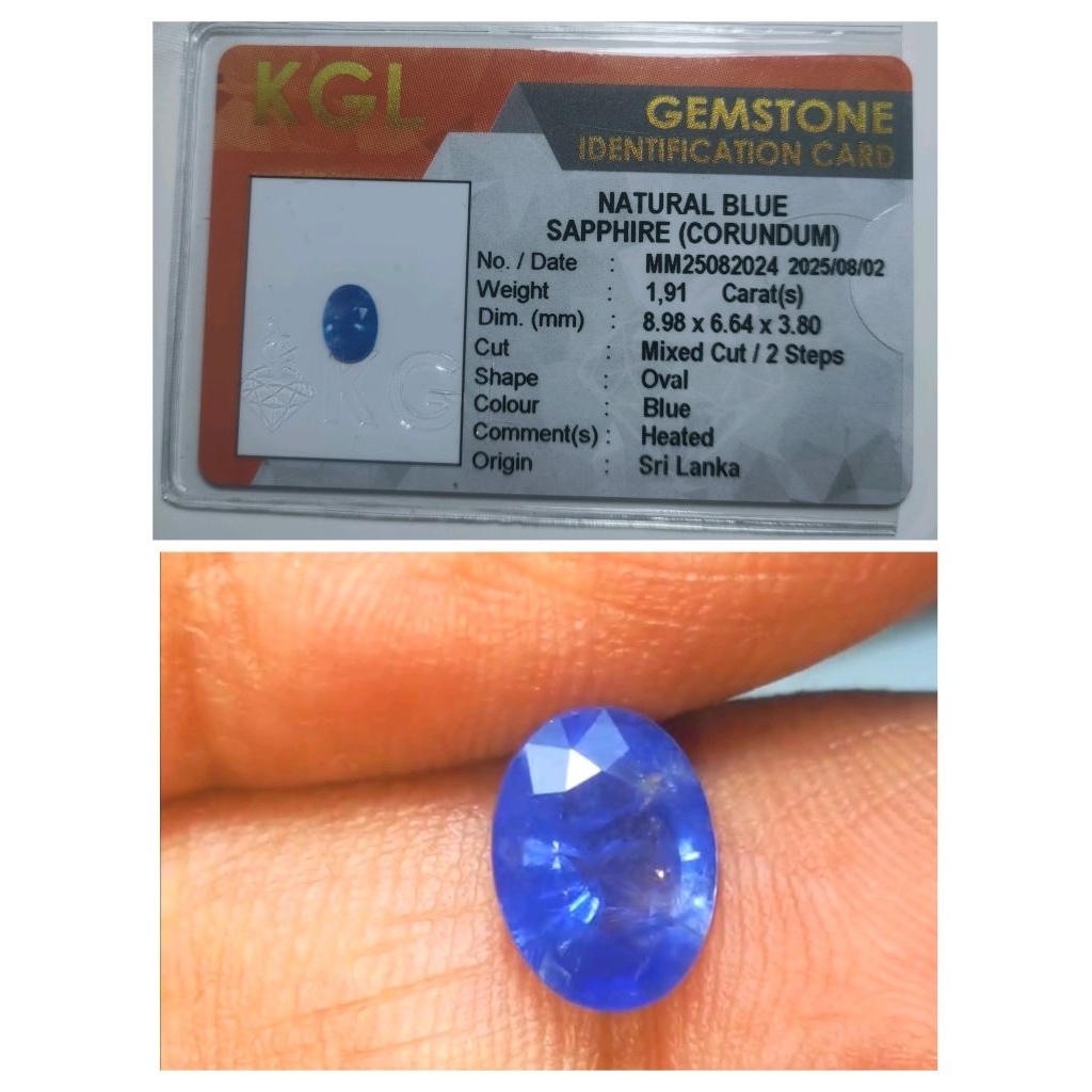 Natural blue sapphire memo KGL