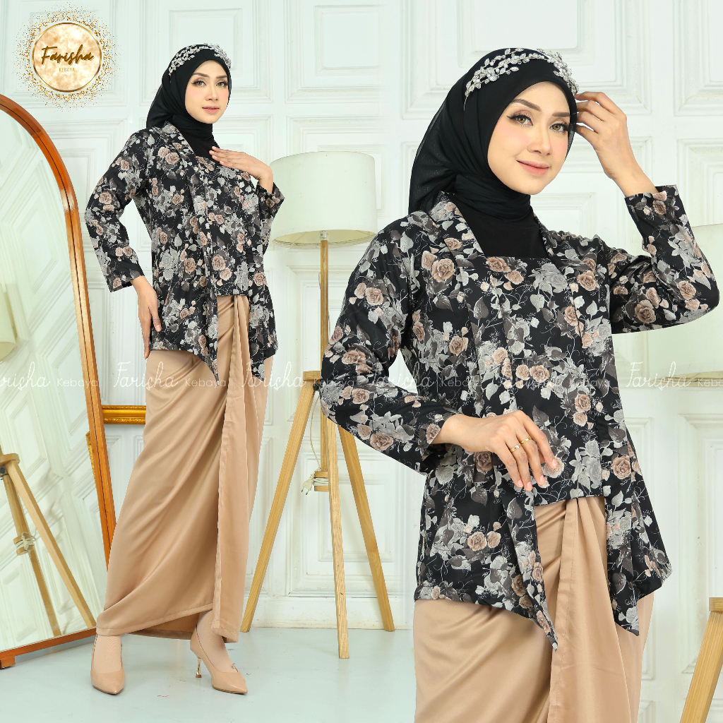 set baju kebaya wanita dewasa jumputan dengan rok lilit polos