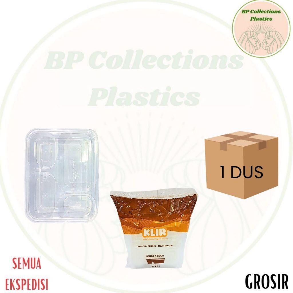 1 DUS 400 pcs MIKA BENTO SEKAT 4 KOTAK TRAY MIKA BOX HITAM TEBAL PUTIH HITAM THINWALL BENTO GROSIR