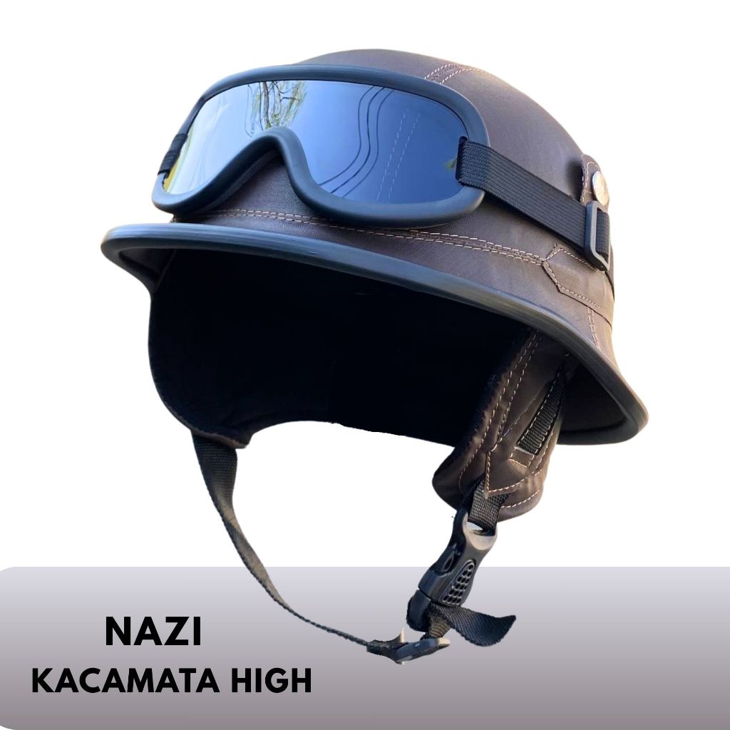 Ferkanada - Helm Retro Nazi Chrome Silver Free Kacamata Classic Cewek Cowok SNI