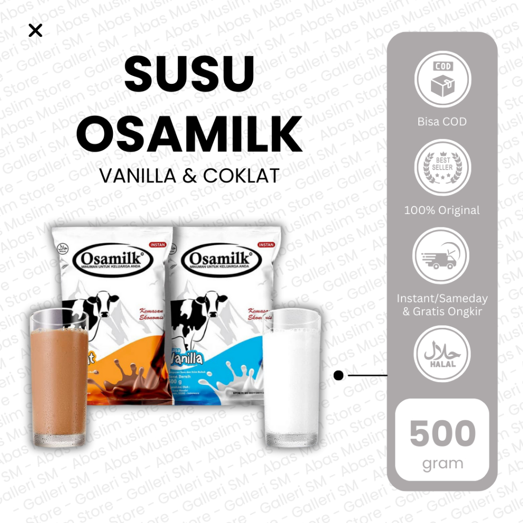 

Susu Osamilk Bubuk Vanilla Coklat Susu Gemuk 500 Gr Milk Asli Original