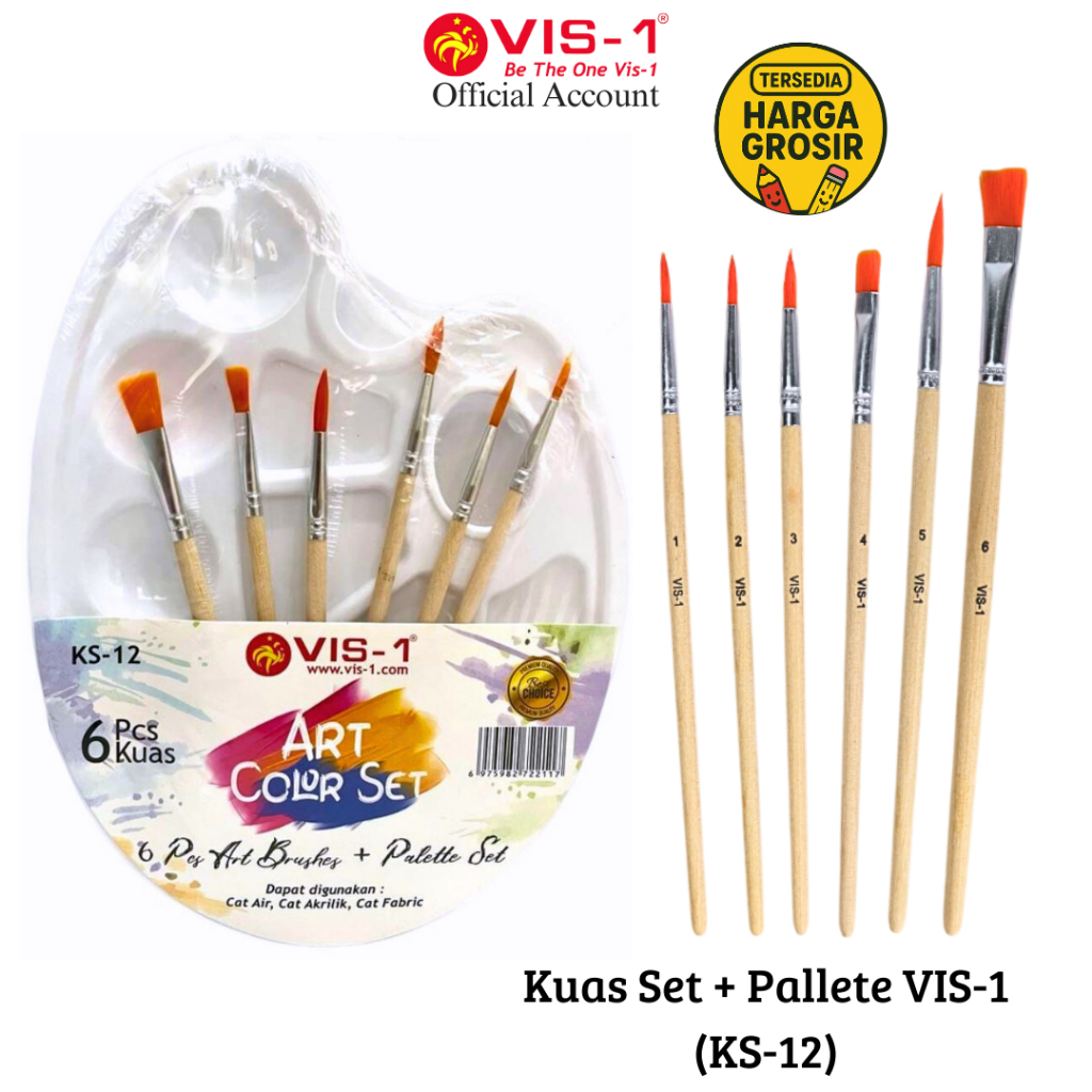 

VIS-1 Kuas Set + Pallete KS-12 / Kuas Set Melukis / Art Brush Set