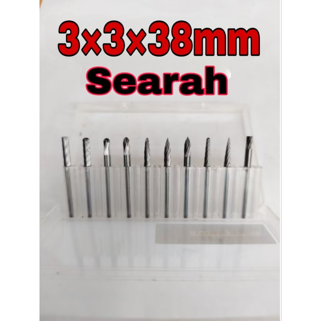 10pcs mata bor tuner kerok 3x3×38mm searah tungsten carbide buat bor tuner bengkok
