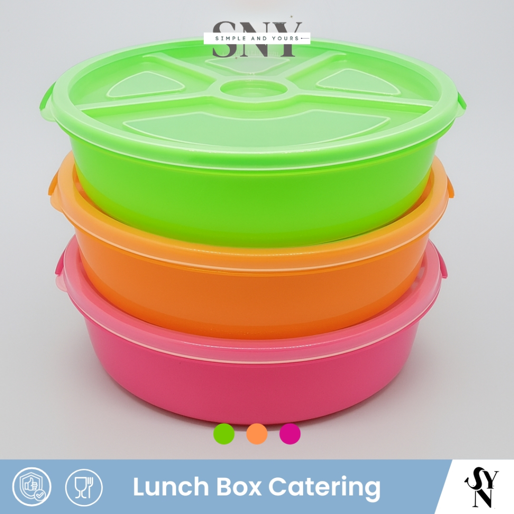Lunch Box Catering / Lunch Box Bulat / Lunch Box 4 Sekat Plastik Galaxy Plast
