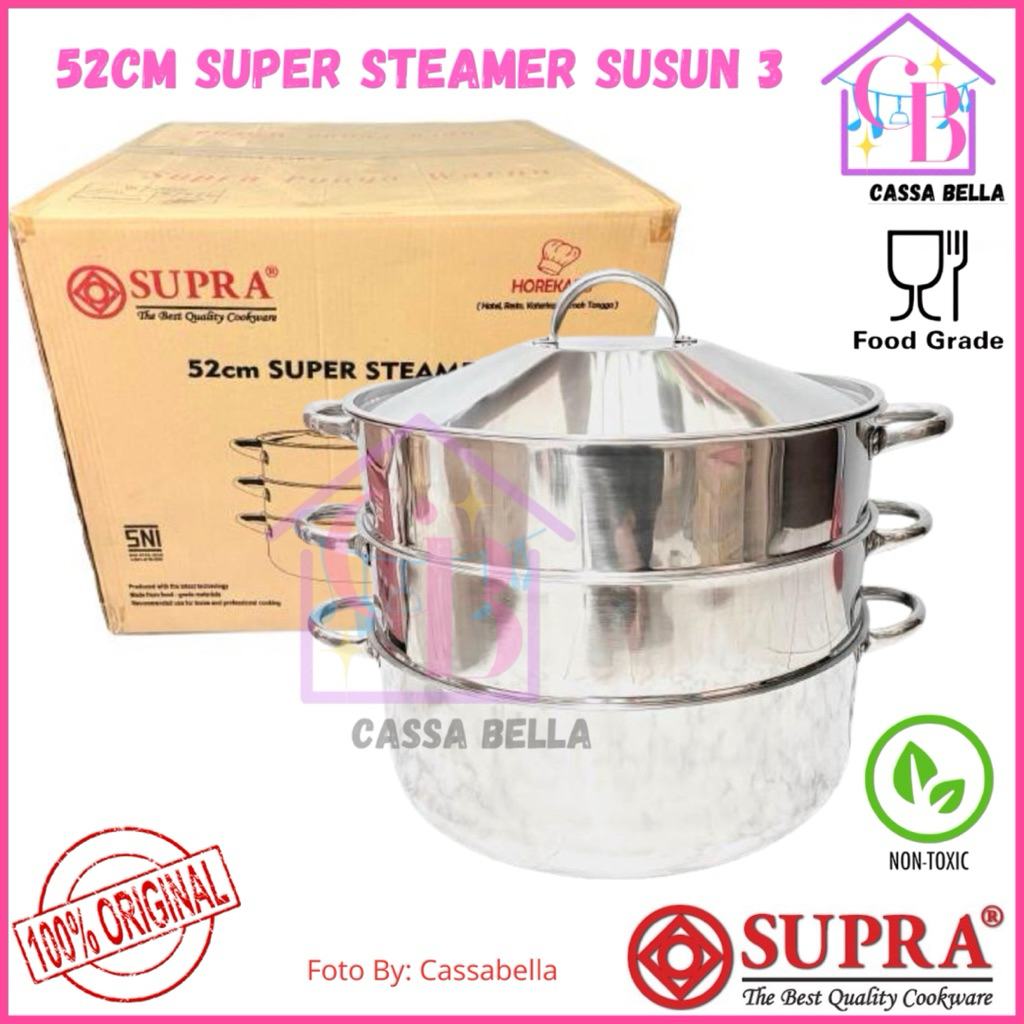 Panci Steamer Supra 52cm Susun 3/Panci Kukusan Supra 52cm Susun 3/Supra Super Steamer 52cm