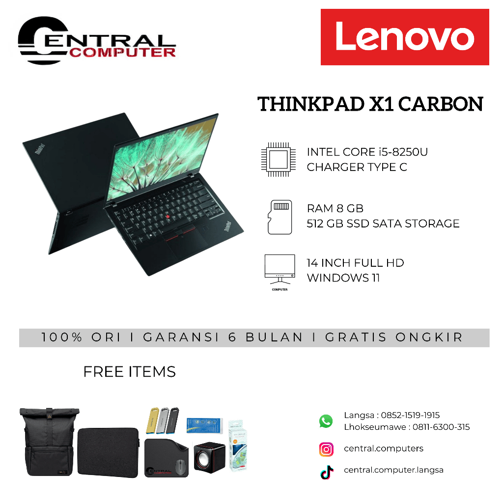 Laptop Lenovo Thinkpad X1 Carbon 5th / Thinkpad X1 Carbon i5-8250U