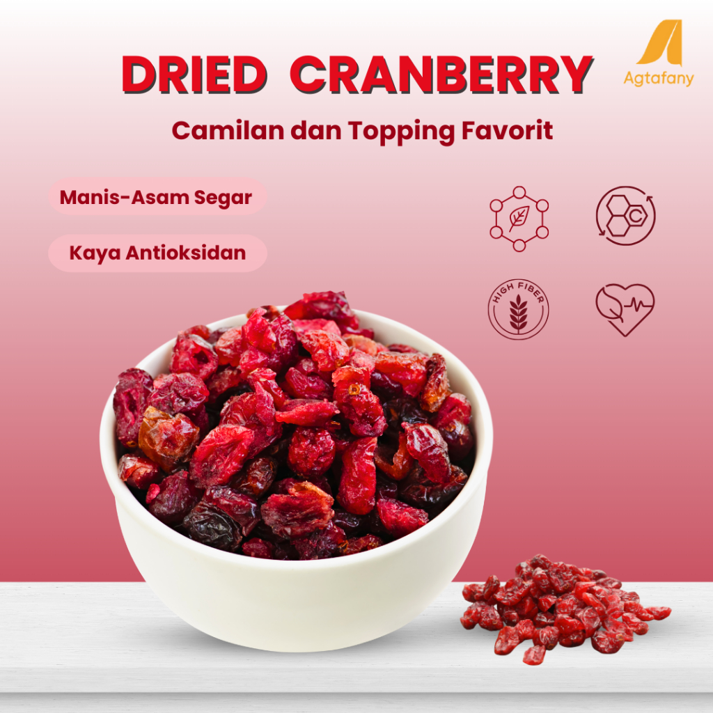 

Dried Cranberry 250 gram Buah Kering Fruit Cranberry Organik Topping Campuran