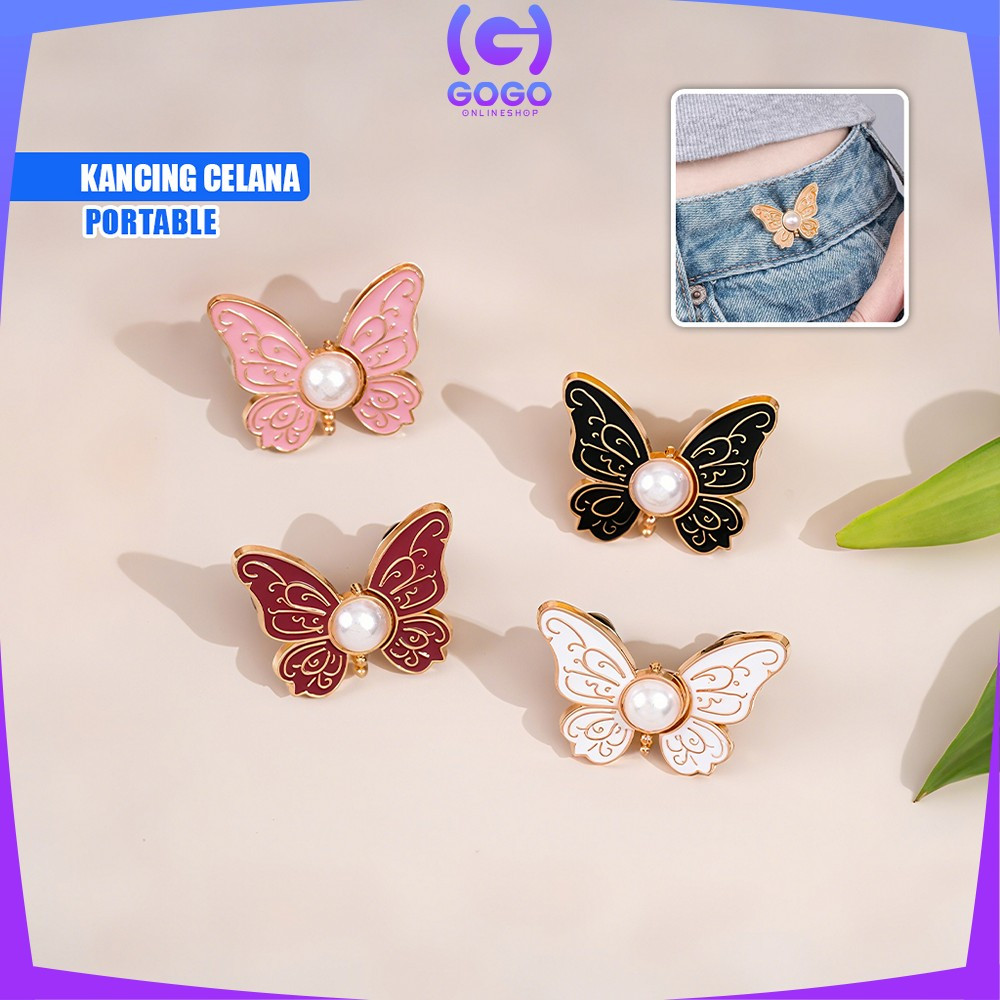 GOGO-C1335 Kancing Pengecil Celana Jeans Simple Bebas Jahit Adjustable Karakter Lucu Fashion Wanita 