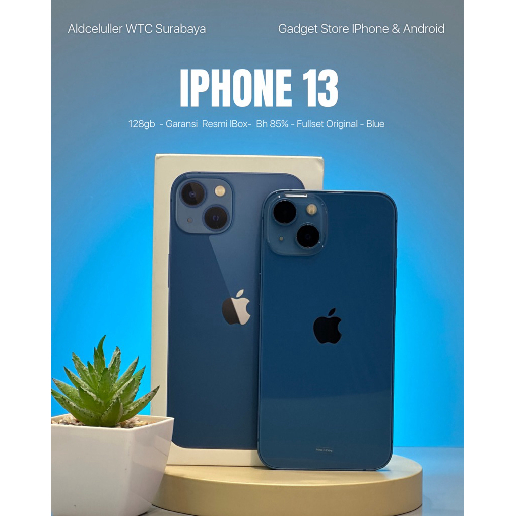 iphone 13 128gb blue garansi resmi second