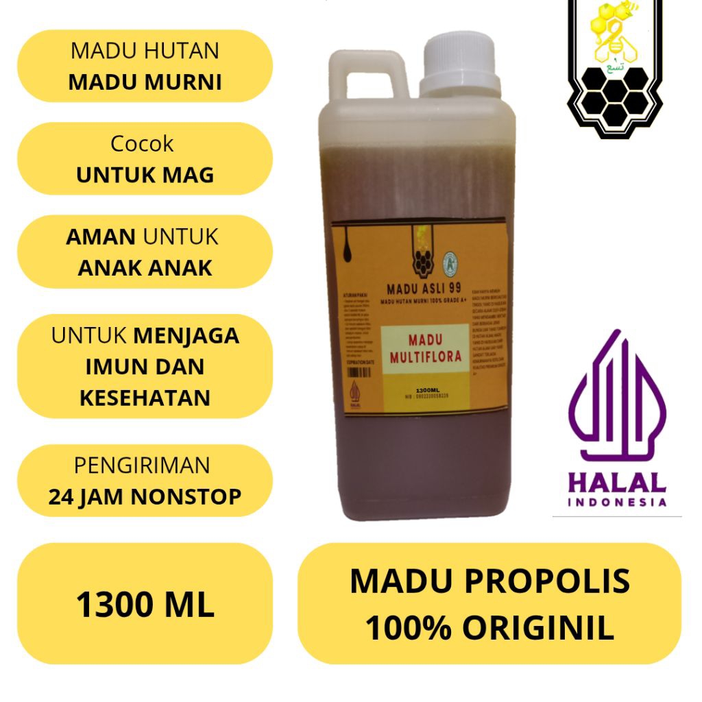

Madu Asli 1300 Gram Paket Murah Madu Murni 100% Asli