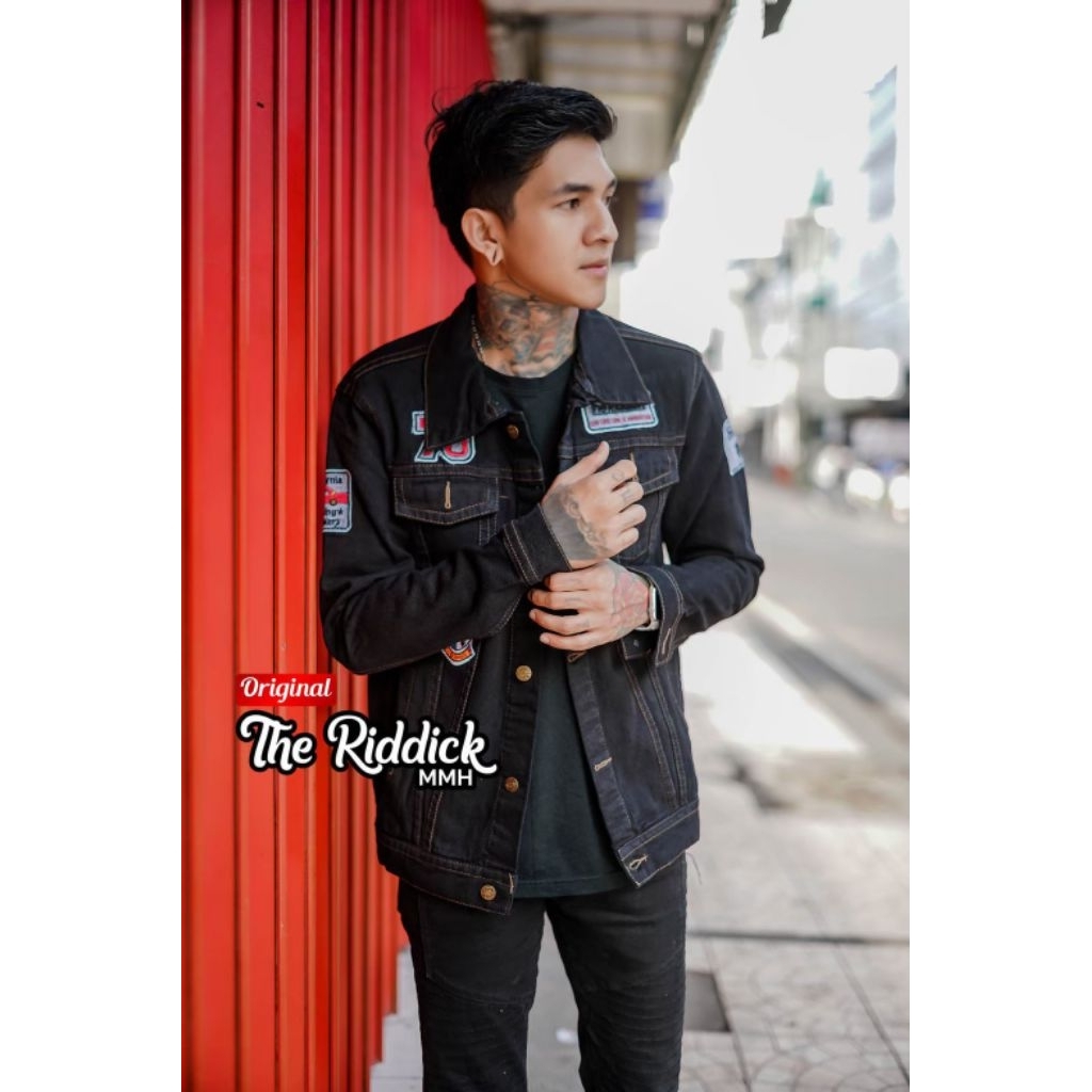 THE RIDDICK - Jaket Jeans Denim Emblem Bordir Terbaru - Jaket Denim Pria Bordir - Jeans Pria