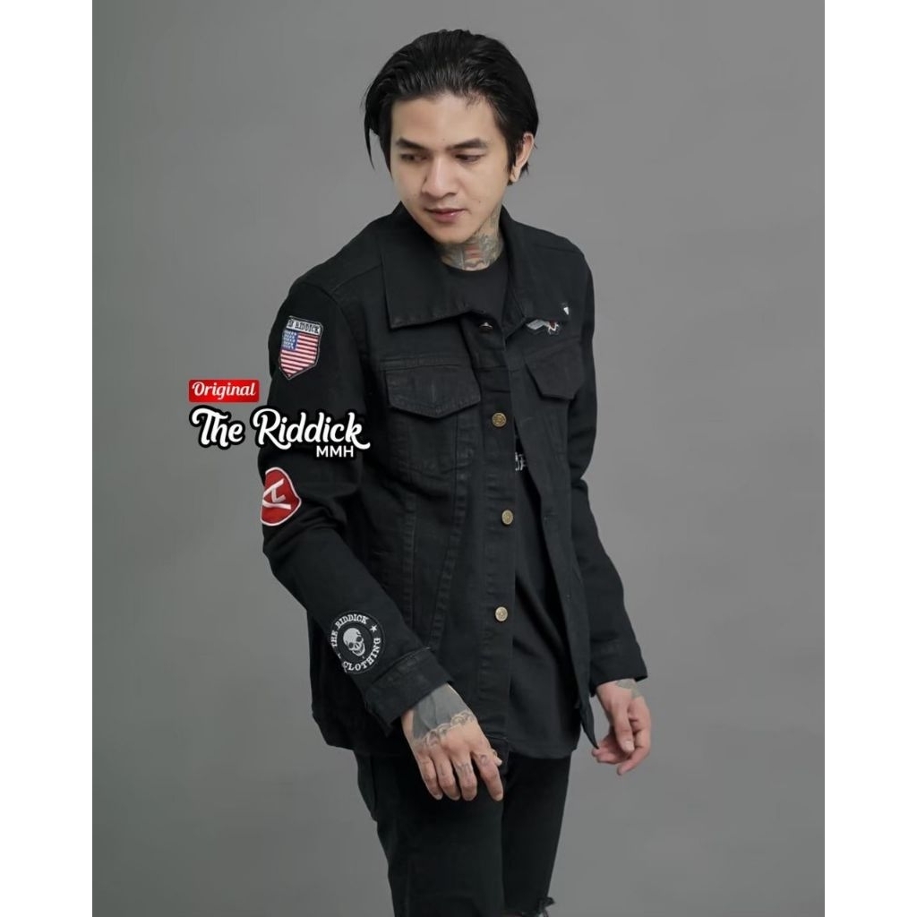 THE RIDDICK- Jaket Jeans Pria Emblem - Jaket Denim Pria - Jeans Denim Bordir