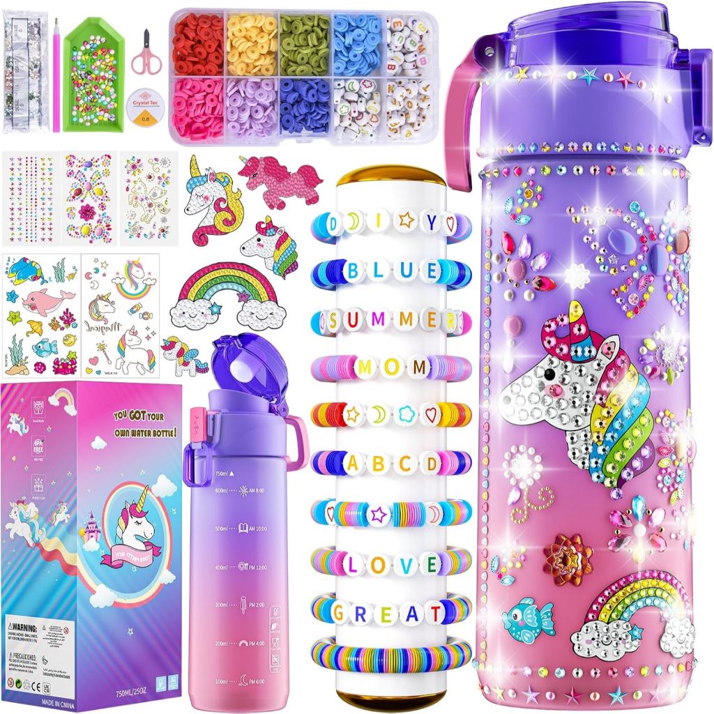 

Gifts for Girls 4-12, Decorate Your Own Water Bottle Kits for Girls, Unicorn Diamond