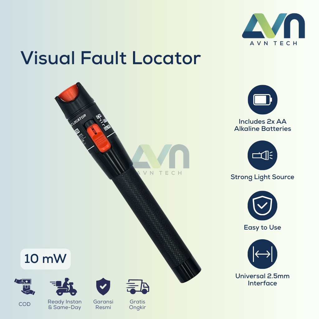 Visual Fault Locator VFL Senter Laser Kabel Fiber Optik FO 10 mW Include Baterai