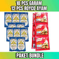 

10 PCS GARAM + 12 ROYCO 8 GR / MASAKO 8,5 GR , GARAM DAPUR BERYODIUM PAKET 10 PCS