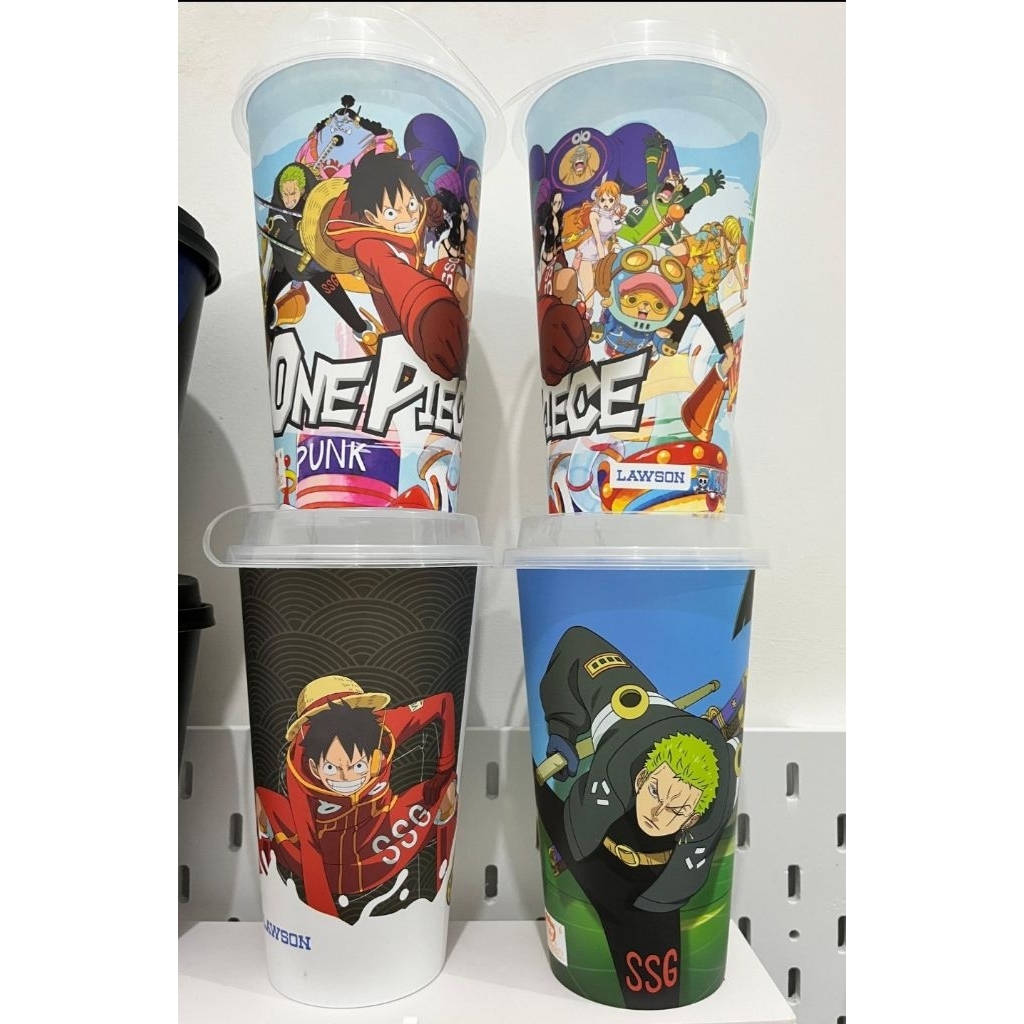 Merch Lawson X Onepiece Cup & Stiker One Piece Luffy Zoro