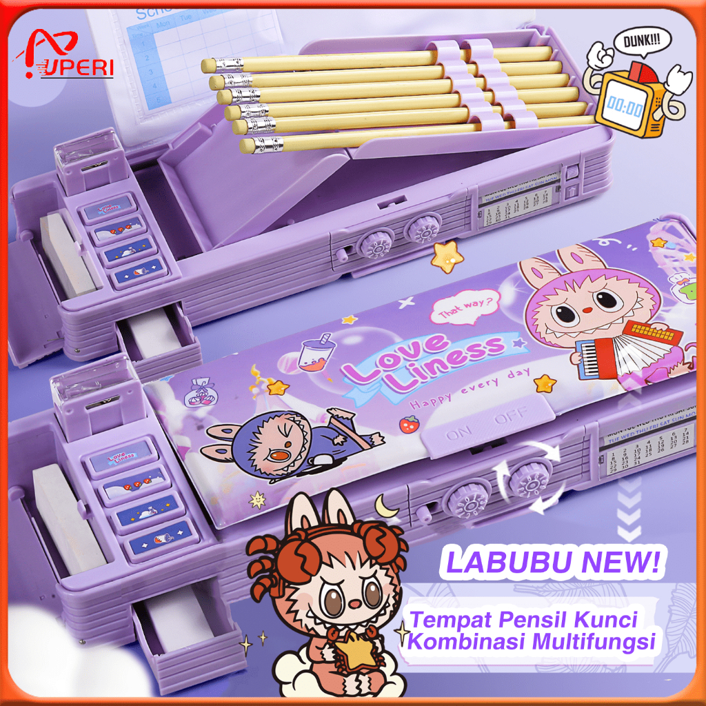 

【】Kotak Pensil anak perempuan Kotak Pensil Labubu / Capybara kotak pensil multifungsi Kotak Alat Tulis Multifungsi Kunci Kode Perempuan Pensil pop mart Dua Sisi Bernilai Tinggi Kapasitas Besar