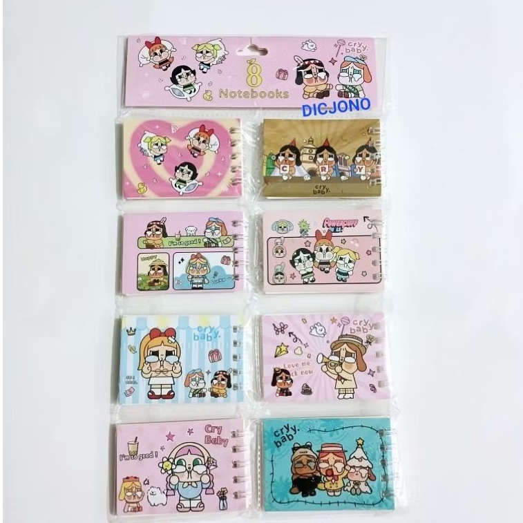 

( 1 Renteng 8 pc ) Buku Memo / Note Books Spiral Mini Cry Baby