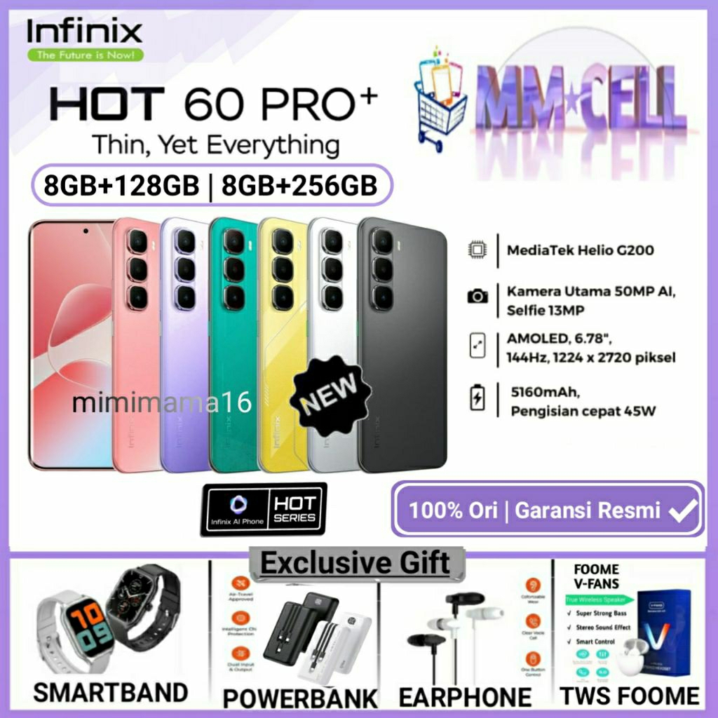 INFINIX HOT 60 PRO PLUS RAM 8/128 | HOT 60 PRO+ RAM 8/256 GB GARANSI RESMI INFINIX