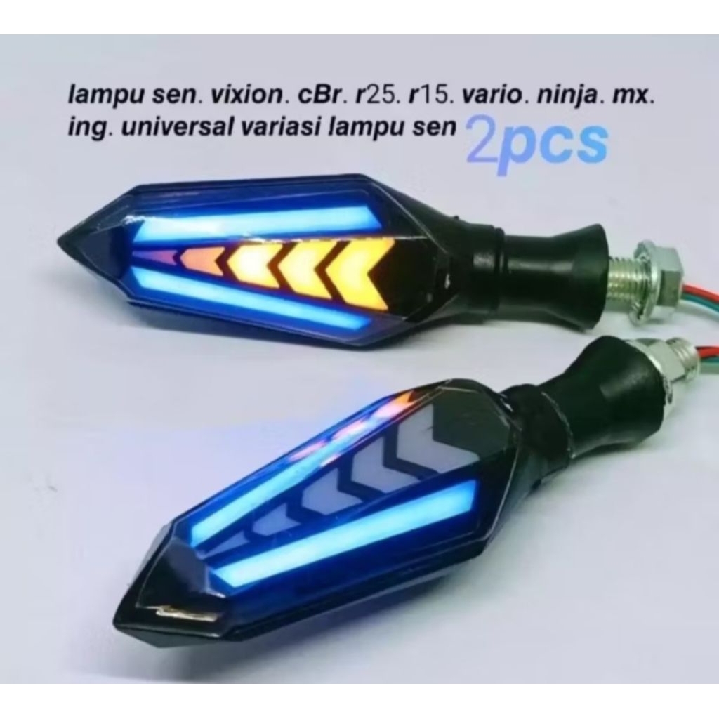lampu sein variasi led running 2 sisi sen panah sein vixion,klx,crf,cbr150,vario,mx king