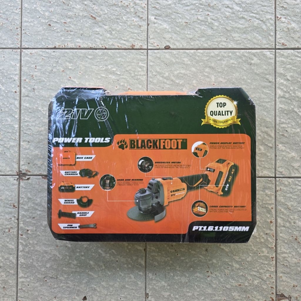 Cordless Grinder Mesin Gerinda baterai Blackfoot 21V Angle Grinder 21V Brushless