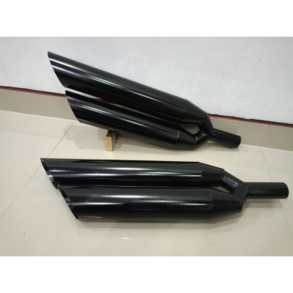 Knalpot Bambun Runcing Double Silincer Mufler Motor Custom