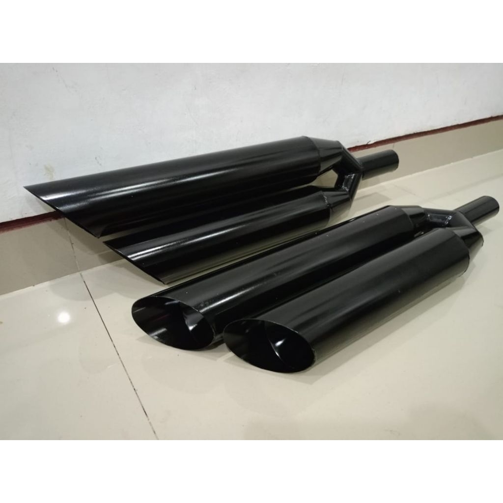Knalpot Bambu Runcing Double Silincer Motor Custom Bobber Japstyle Mufler