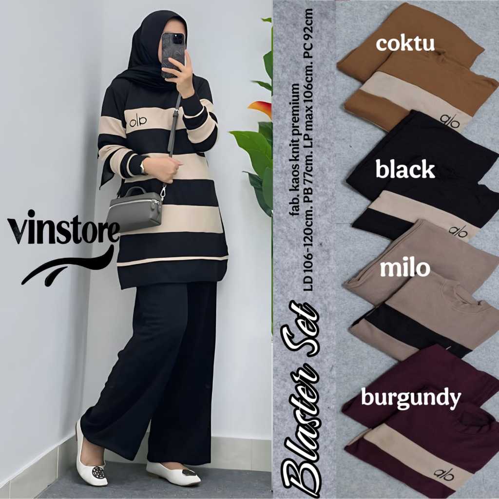 Set Kaos Knit Premium Setelan Wanita Muslimah Casual