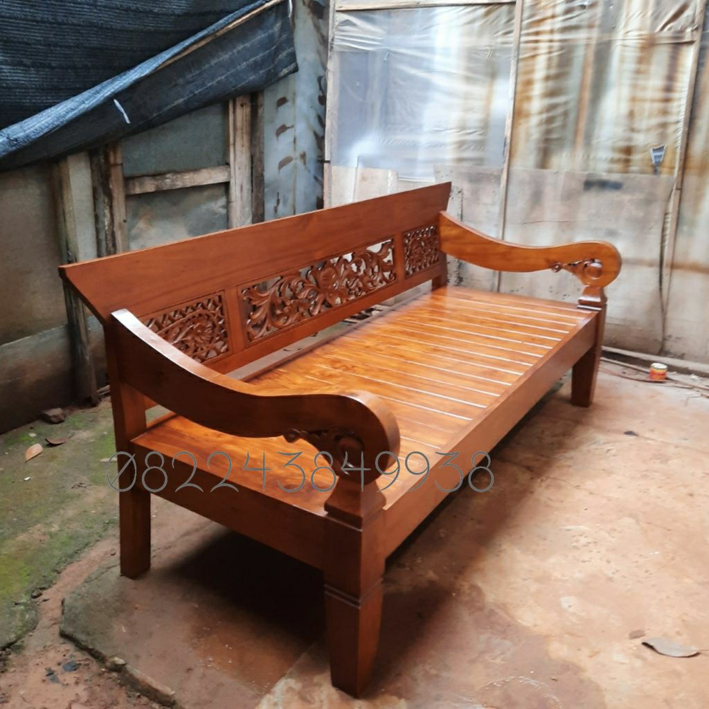 Bangku teras jawa kursi risban bale bale daybed ukiran antik modern