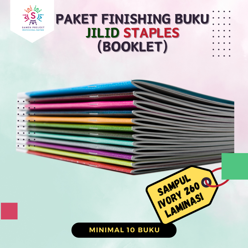 

Paket Finishing Buku Booklet || Jilid Staples Softcover Art Carton 260gr Laminasi Doff Glossy A5 A4