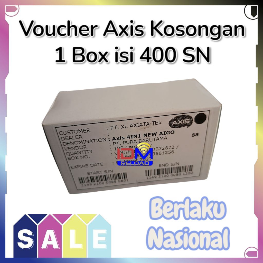 Voucher Axis Kosongan 1 Box Isi 400 SN