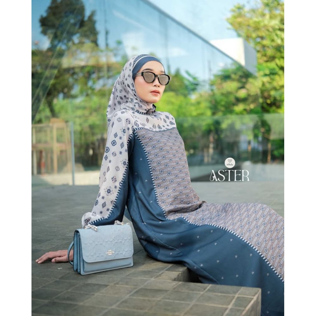 ASTER DRESS BY SHKATA✔️gamis cantik, gamis shkata, gamis moderen, gamis mewah, gamis motif