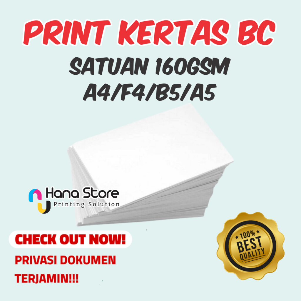 

PRINT WARNA KERTAS BUFALLO/ BRIEFCARD /BC 160Gsm ukuran F4 dan A4