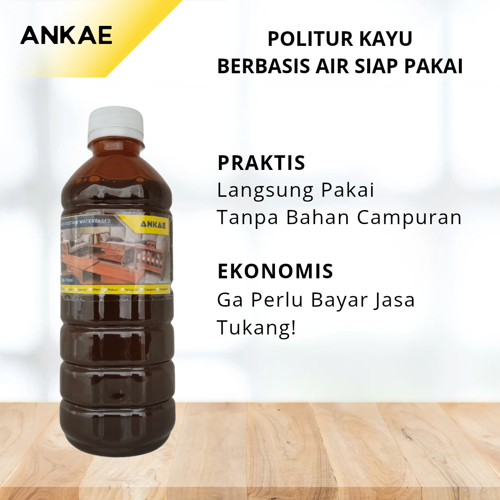 Politur Kayu Jati Water Based Plitur Air Siap Pakai 60ml 250ml 500ml Praktis Ekonomis Tanpa Bahan ca