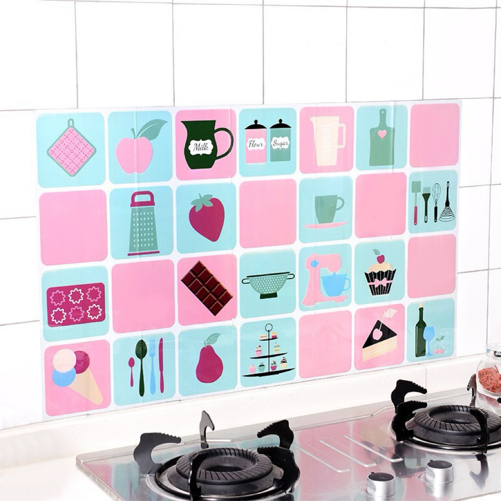 Wall Stiker Dinding Dapur Anti Minyak - Api Wallpaper Sticker Alumunium Foil Dekorasi Dapur - Wallpa