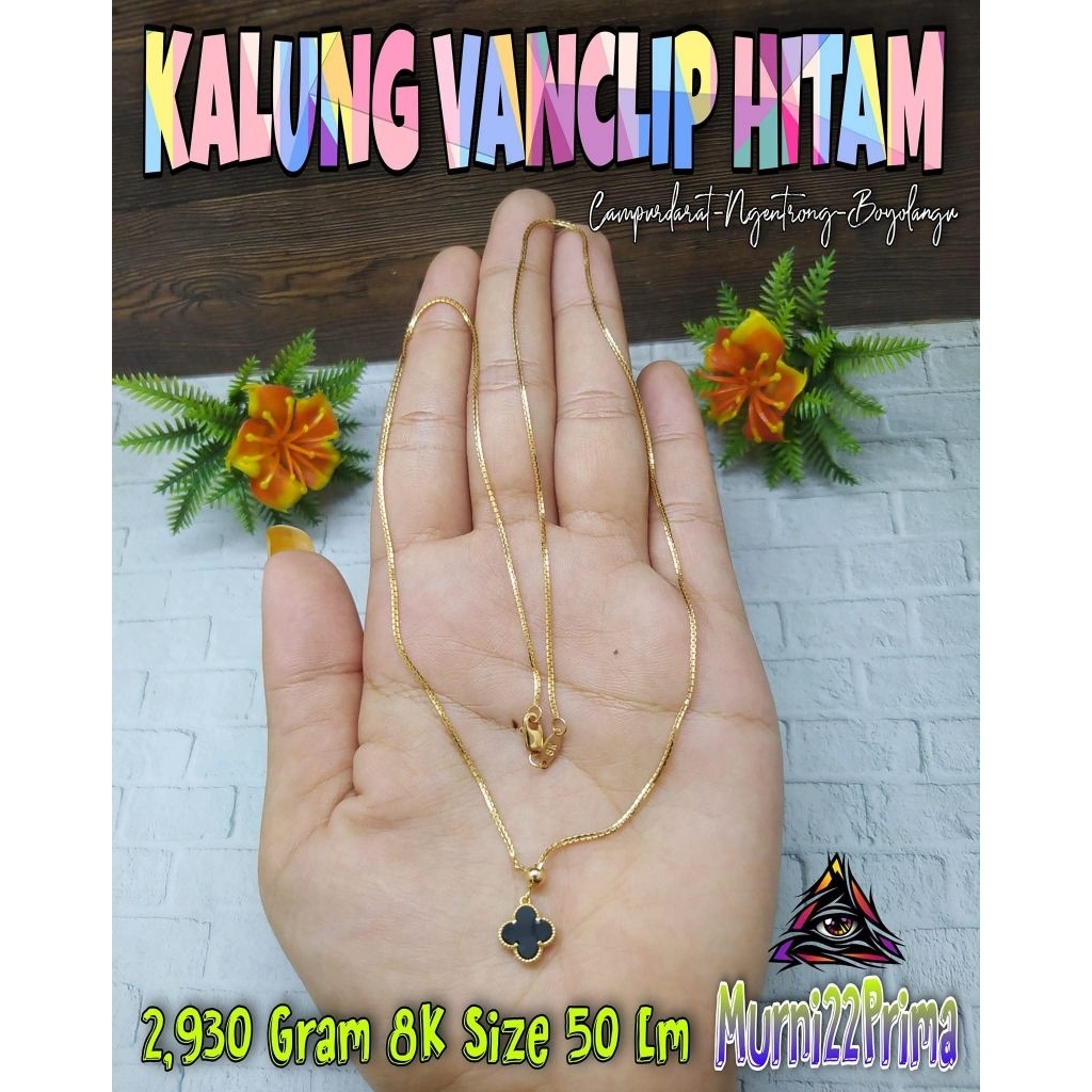 KALUNG VANCLIP HITAM EMAS ASLI