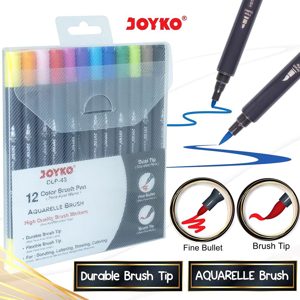 

Joyko CLP-43 Aquarelle Brush | Color Brush Pen | Pena Kuas 12 Warna