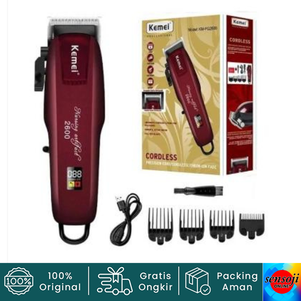 Kemei KM PG2600 Mesin Cukur Rambut Elektrik LCD Indikator Pencukur Rambut Elektrik