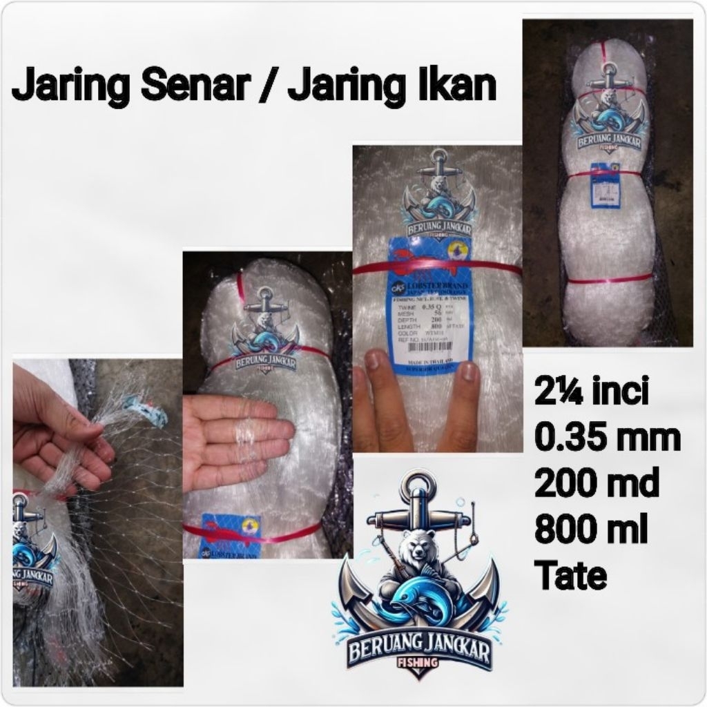 Jaring Senar / Jaring Ikan 2¼inci 0.35mm 200md 800ml Tate