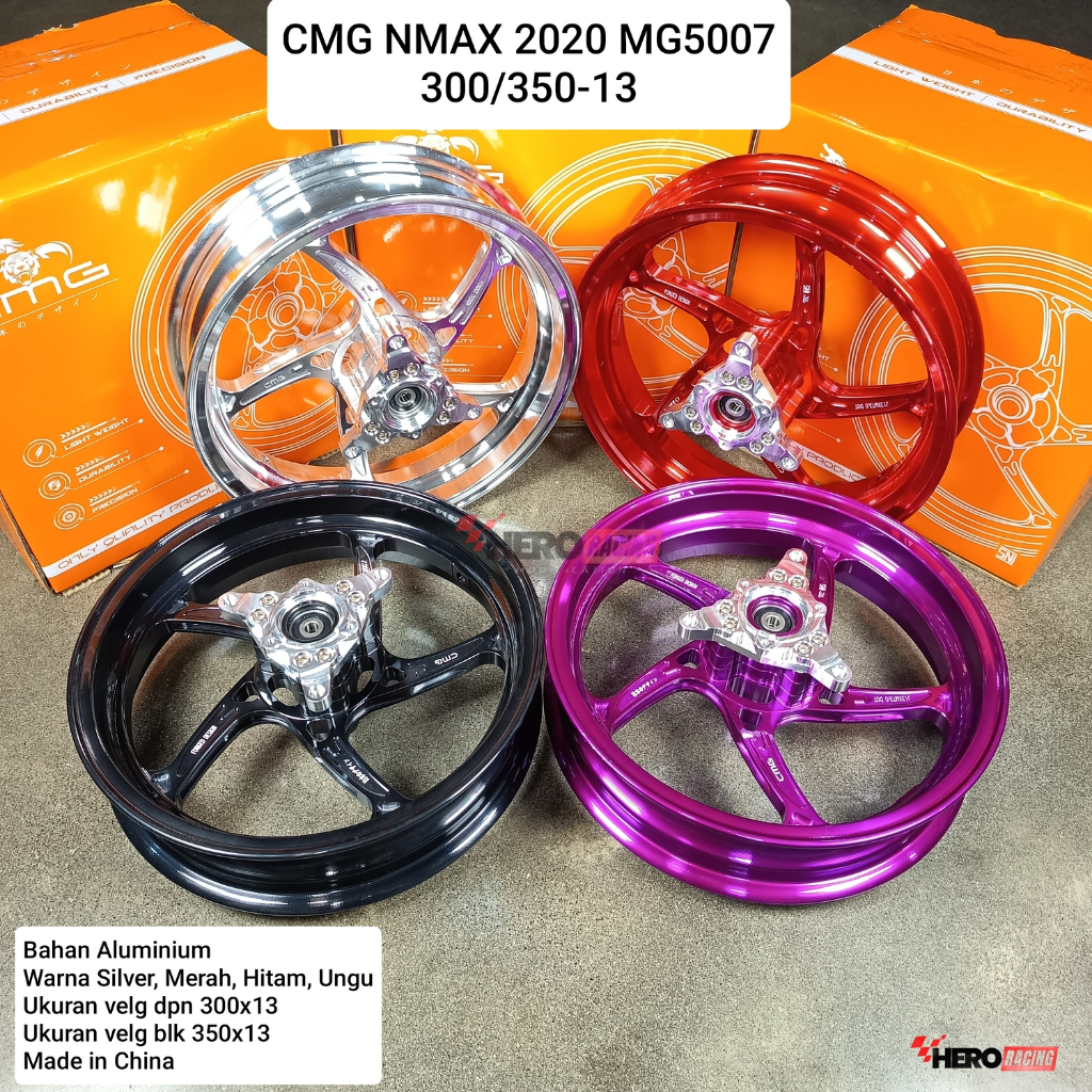 CMG MG5007 YAMAHA NMAX 2020/NEW/TURBO/NEO 300/350 RING 13 VELG PELEG MOTOR TITAN ; MERAH ; UNGU CNC
