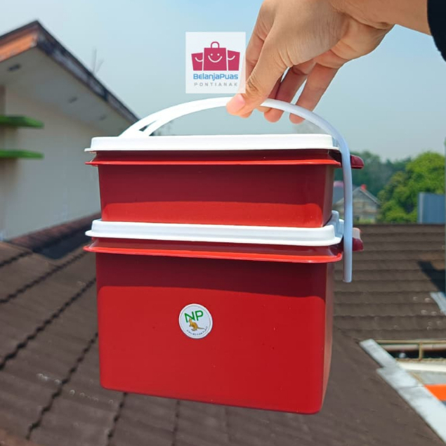 Rantang Hokaido Susun 2 Merah Putih / Rantang Susun 2 / Rantang Plastik Susun 2 U