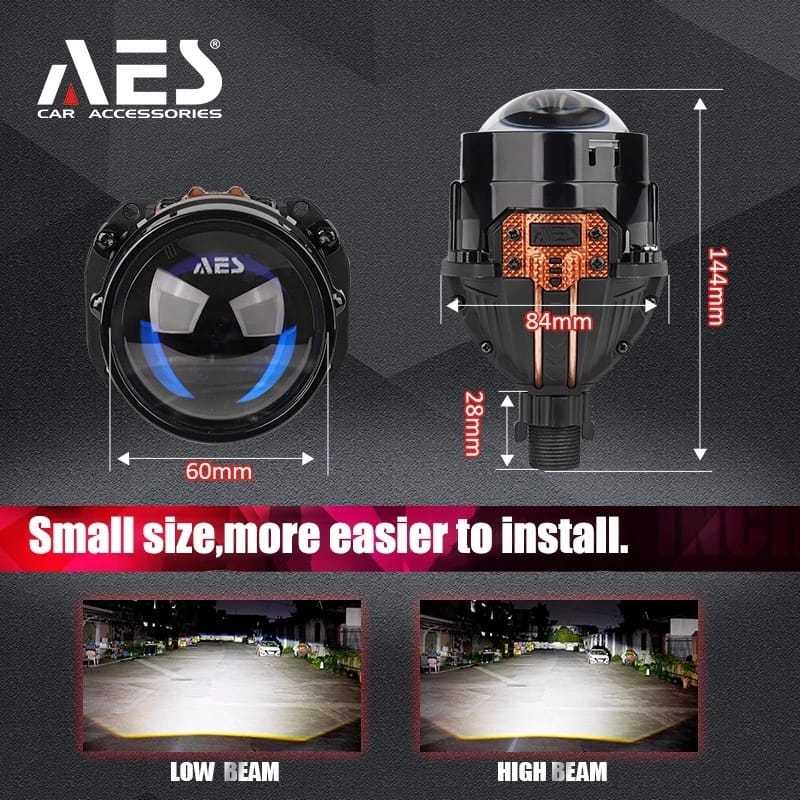 BILED LED PROJECTOR LENS AES TURBO-TIR BI-LED 2.5 INCH 60 WATT AES