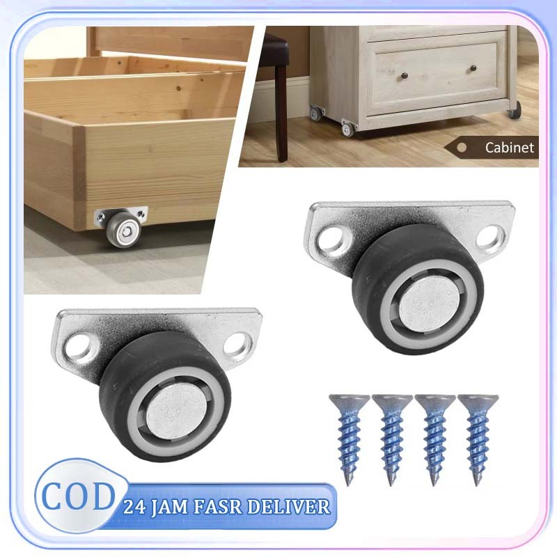 2pcs Roda Kastor Lemari Roda Lemari Kayu Roda Etalase Roda Kecil Lemari
