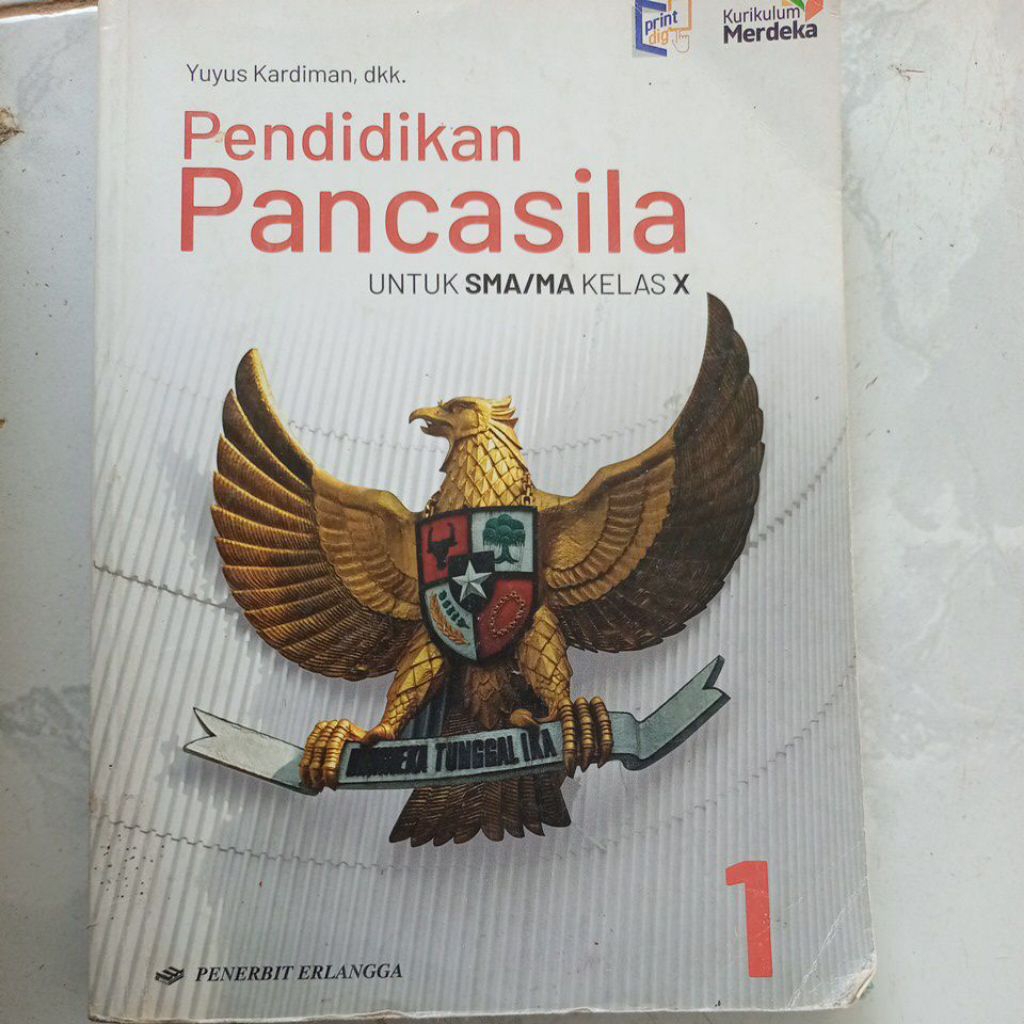Buku PKN Pendidikan Pancasila kelas X penerbit Erlangga kurikulum merdeka